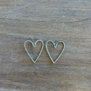 Silver toned rhinestone heart earrings